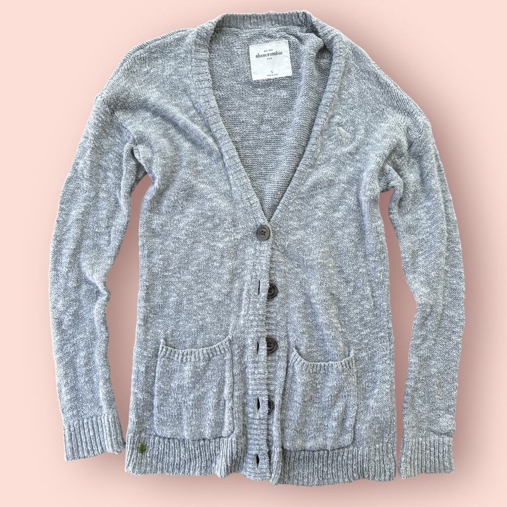 ABERCROMBIE & FITCH Gray knit cardigan sweater XS y2k bella swan Elena Gilbert